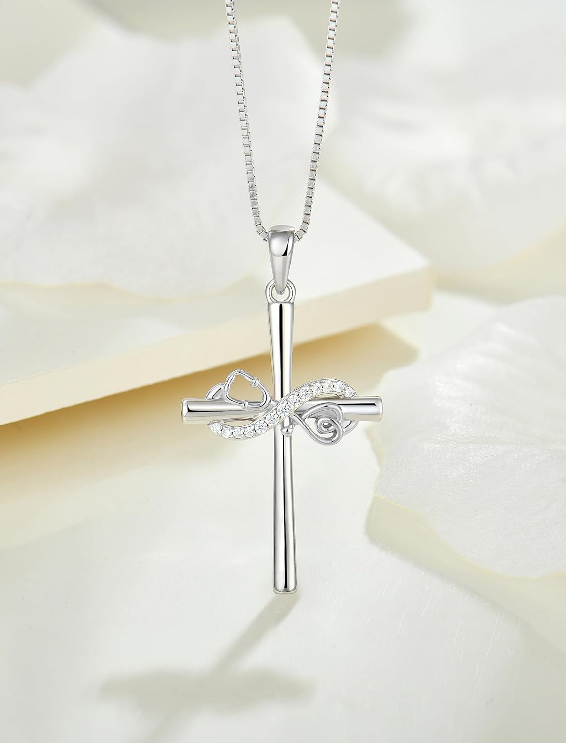 STARCHENIE Women's Stethoscope Cross Necklace Sterling Silver Infinity Cross Pendant Nurse Doctor Jewelry Graduation Gift for Medical Student - Image 4