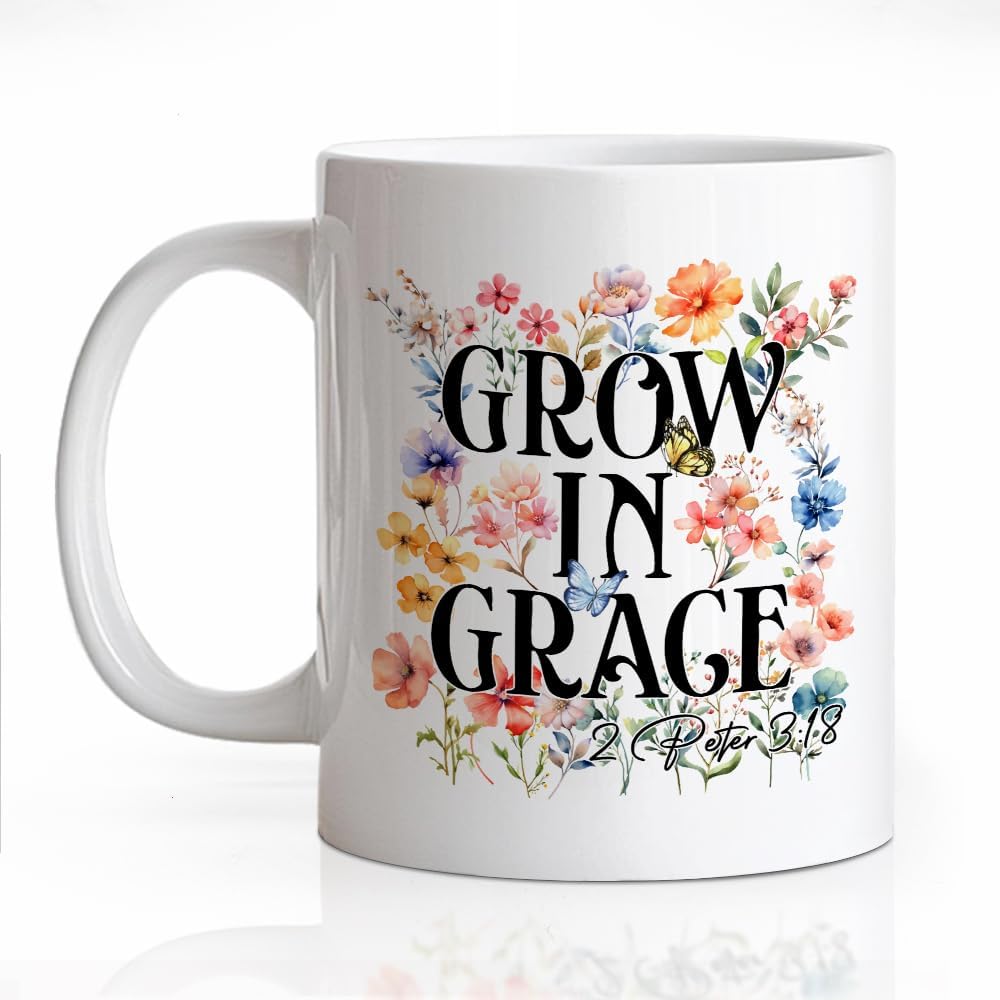 Grow In Grace 2 Peter 3:18 Christian Ceramic Coffee Mug for Women