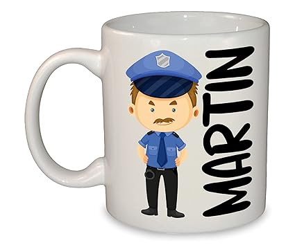 Policeman Personalised Mug Cup | Novelty Gift 11oz | Dishwasher & Microwave Safe (Male Police Officer)