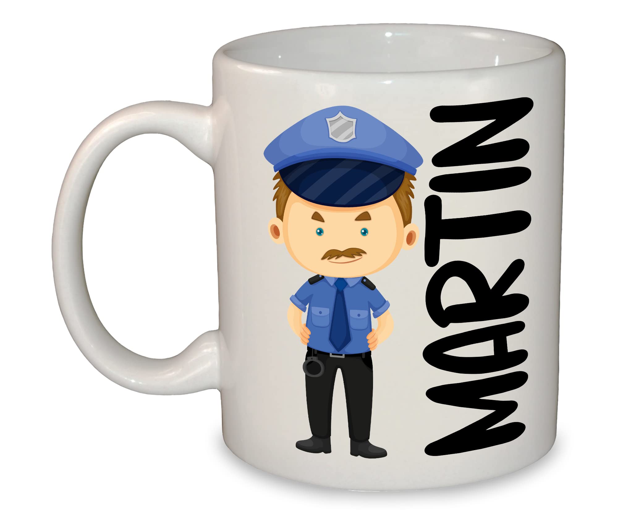 Policeman Personalised Mug Cup | Novelty Gift 11oz | Dishwasher & Microwave Safe (Male Police Officer)