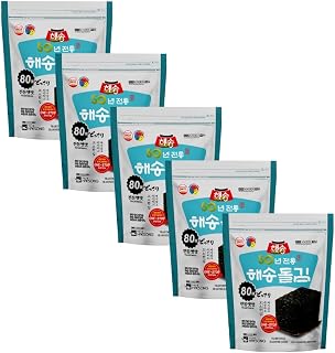 GGANBU) HAESONG DOL-GIM - Seasoned Seaweed Snack Sheets, Keto, Vegan, Gluten Free 해송돌김 (5 packs)