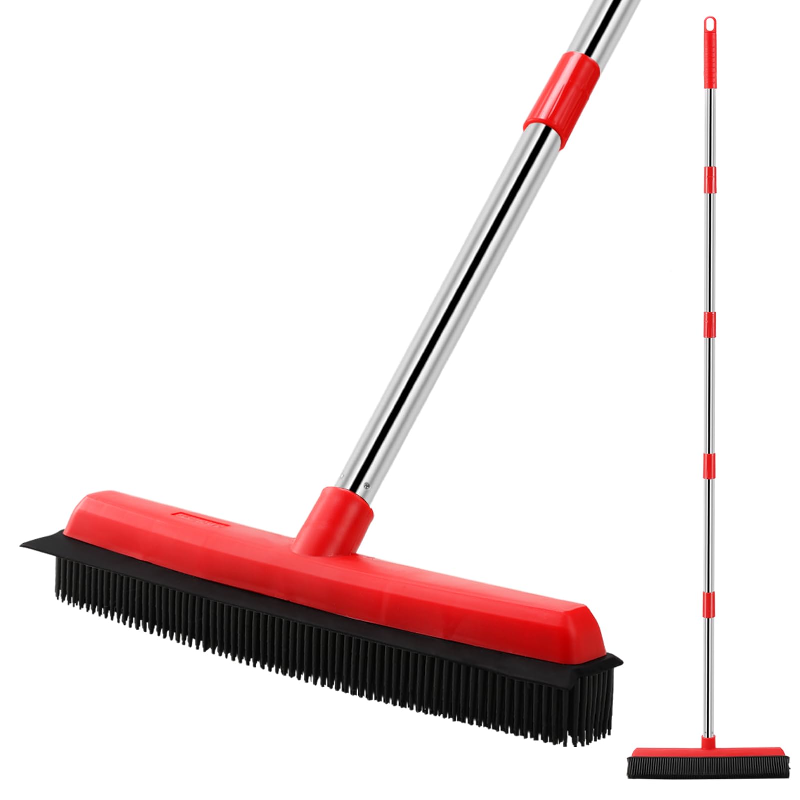 Mitclear Balai avec Raclette Intégrée: Enlève Facilement les Poils d'Animaux sur Tapis et Sols Durs (Manche 154cm)