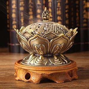 Amazon.co.jp: 蓮の花香炉 仏教 仏教ホルダー 真鍮 ミニ香炉 お香 金属
