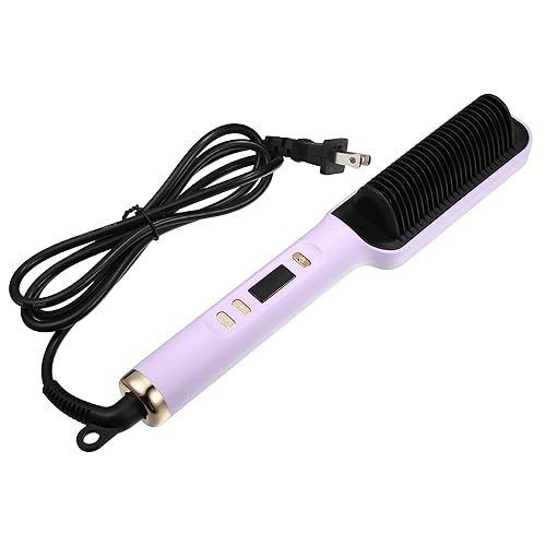 VOCOSTE Cepillo alisador de pelo, calentamiento rápido, cerámica antiquemaduras, peine alisador de pelo, con 4 ajustes de temperatura, para el