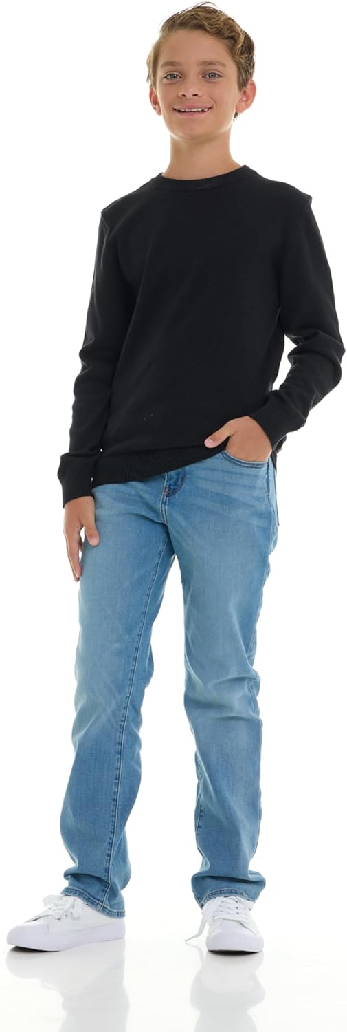 Boys 100% Cotton Crewneck Sweater Soft Knit Pullover for Fall and Winter Long Sleeve Warm Knit - Image 4