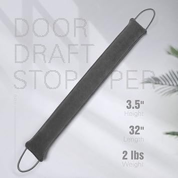 Door Draft Stopper, 32 Inch Weighted Under Door Noise Cold Air Blocker, Heavy Duty Sound Proof Draft Guard Gap Snake for Bottom of Doors and Windows, 2lbs (Gray)