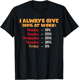 Funny I Always Give 100 Percent At Work Labor Day Men Women T-Shirt