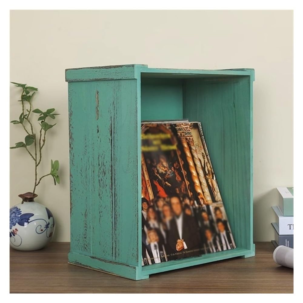 Stojak na płyty CD Skrzynia do przechowywania płyt winylowych, etui w stylu retro z uchwytem, ​​drewniane pudełko z organizerem na album(White)