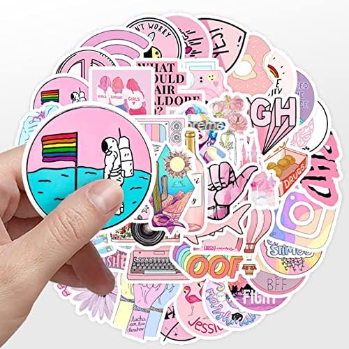 Aesthetic VSCO Stickers for Water Bottle 50 Pcs, GEELBS Waterproof VSCO Stickers for Water Bottle, Skateboard, Guitar, Scooter, Laptops Scrapbooking,Trendy Flasks Stickers Gifts for Girl, Boy, Teens