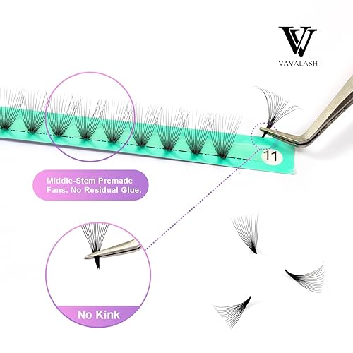 Miniatura 3 de VAVALASH Extensiones de pestañas postizas en abanico 320 abanicos 10D, 14D, 16D, 20D, 0.05, 0.07 de grosor, rizo CD, extensiones de pestañas