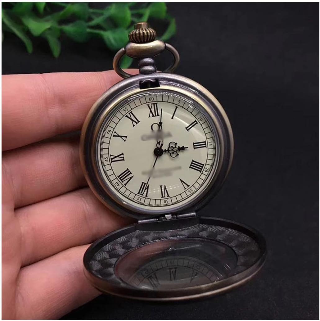 Mechanical Pocket Watch Flip Pocket Watch Vintage Double Case Men's Pocket Watch Suitable for Birthday and Christmas Watch with Chain