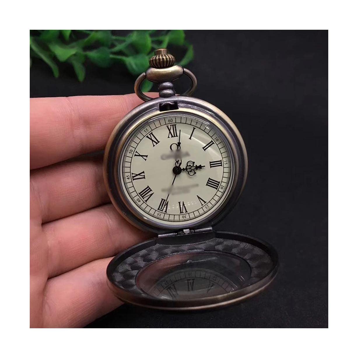 Reloj de bolsillo antiguo mecánico evita pilas con su doble caja retro