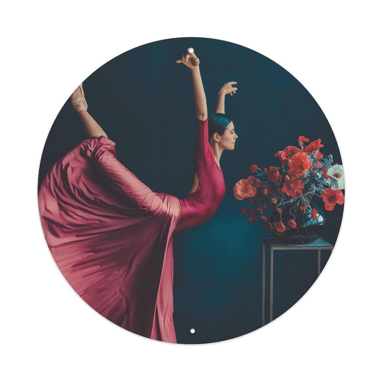 Elegant Ballet Dancer Floral Stage Photography Metal Tin Sign