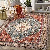 Morebes Tribal Washable Rugs 5x7, Large Boho Rugs for Living Room Non-Slip Area Rug Vintage Soft Kit