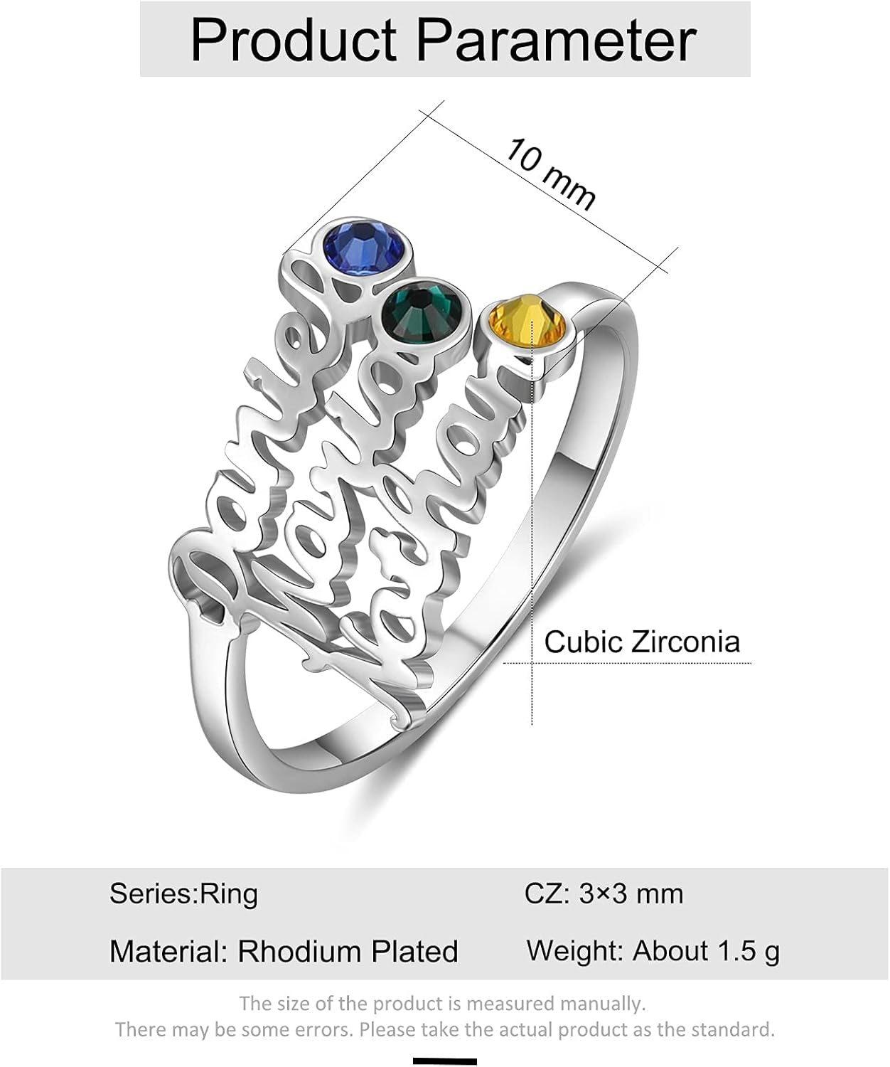 LanM Custom Name Rings for Women Mothers Ring with Birthstones Personalized Promise Rings for Her Gift for Women Sister Rings