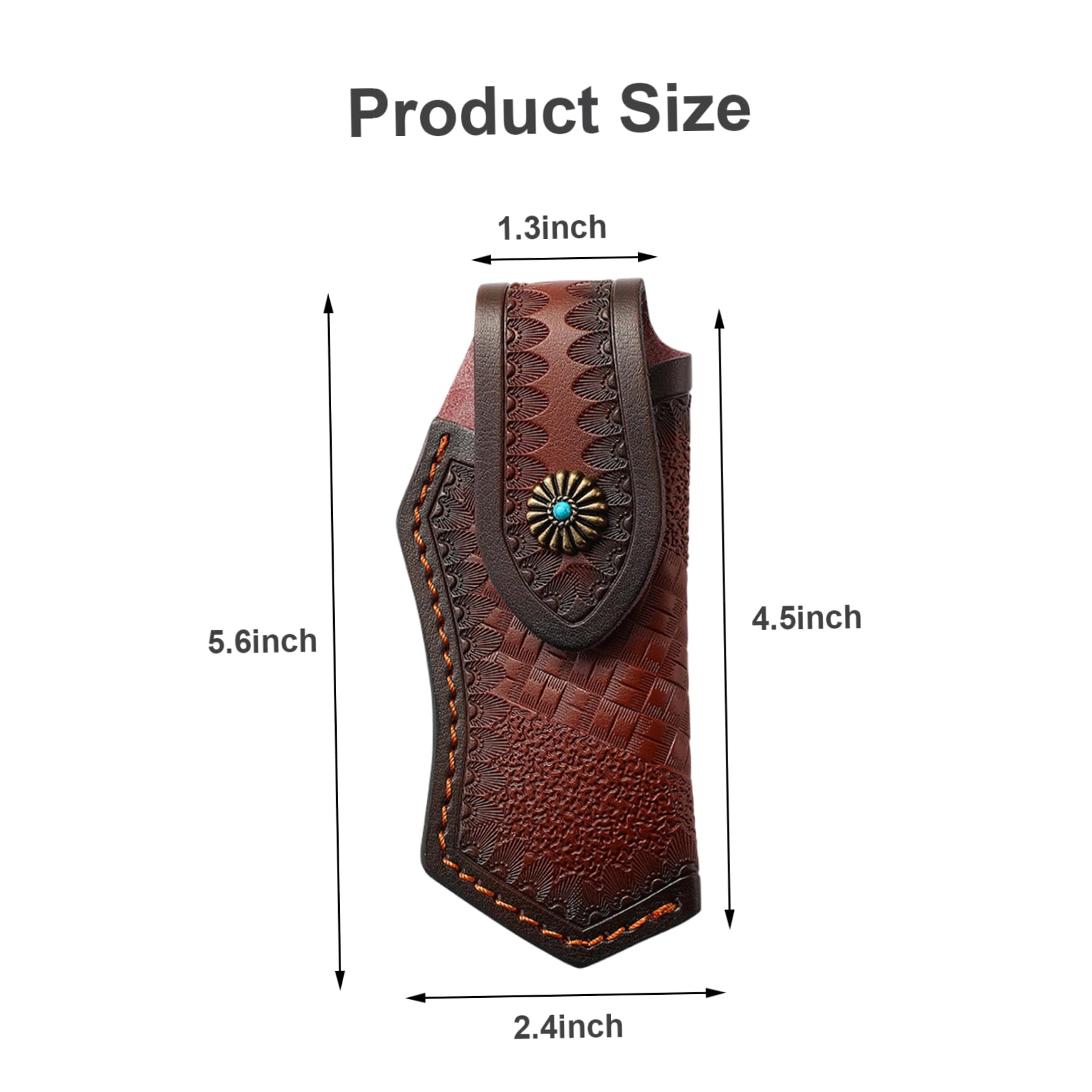 Funda para cuchillo, bolsa para cuchillos, bolsa para herramientas de bolsillo EDC, funda de bolsillo de cuero de vaca para almacenamiento tallado de plantas curtidas del Día del Padre