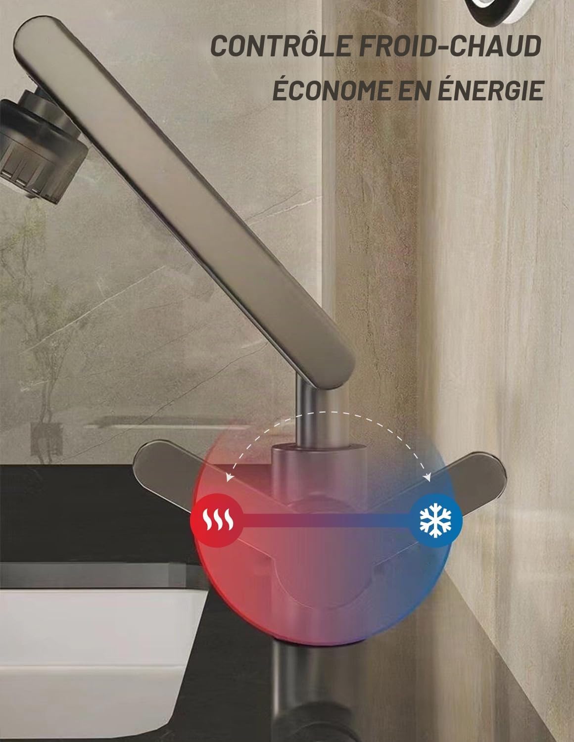 Robinet Cuisine Rabattable, 1080° Flexible Rotation Mitigeur Cuisine,Robinet Evier Sous Fenêtre en Acier Inoxydable, 2 Modes de Pulvérisation