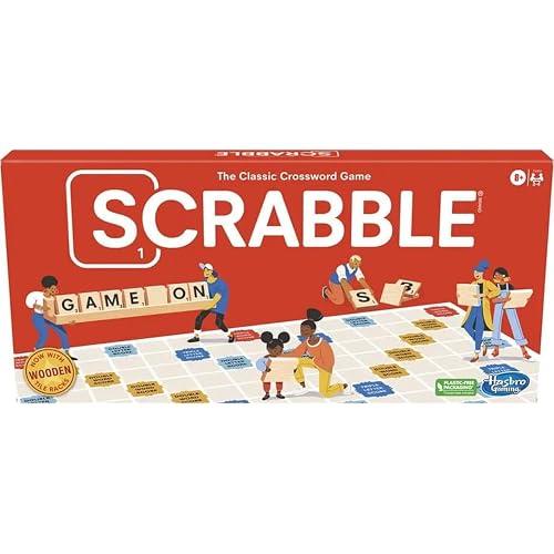 Hasbro Gaming Scrabble Board Game, Classic Word Games for Kids Ages 8 and Up, Fun Family Game for 2-4 Players, The Classic Crossword Game