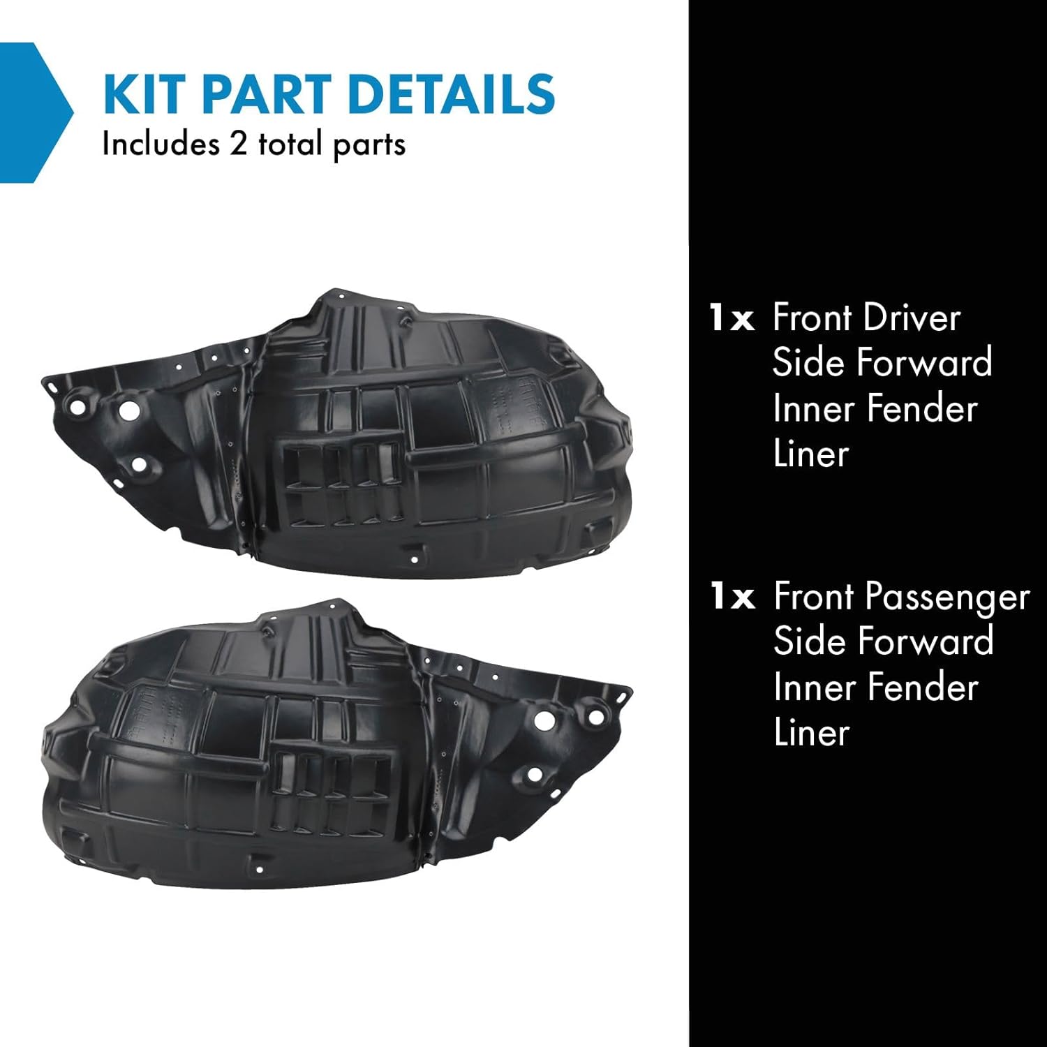 TRQ Front Inner Fender Liner Set Compatible with 2012-2013 INFINITI M35h 2011-2013 M37 M56 IN1248120 IN1249120