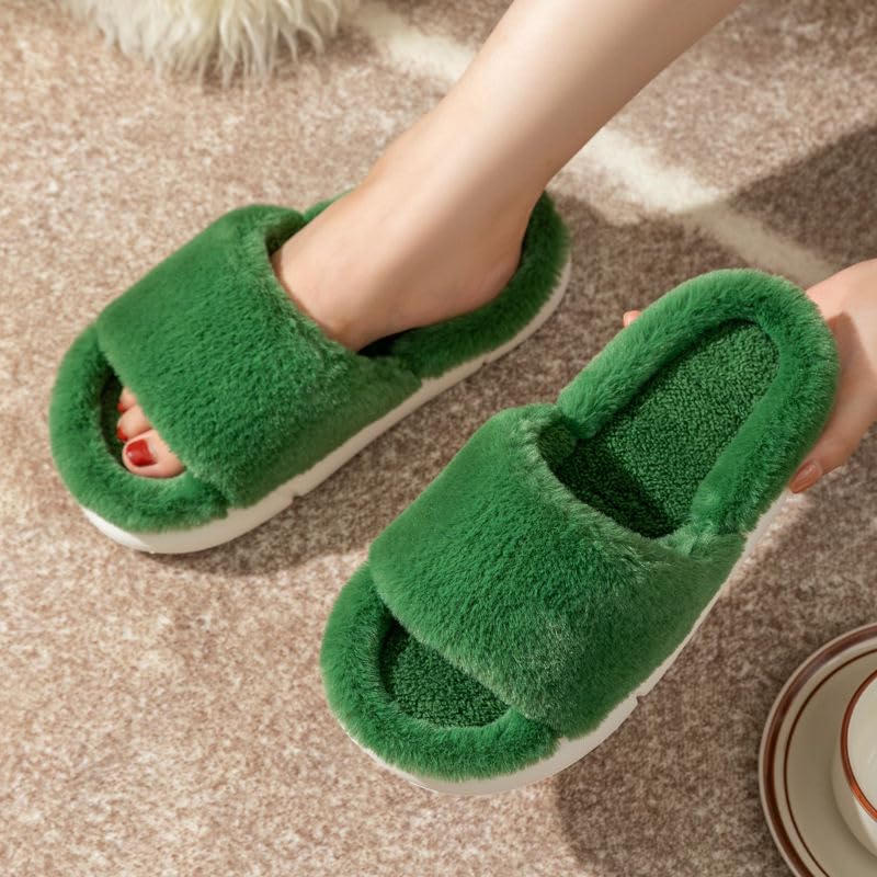 Image of DRUNKEN Slippers For Men Winter Sandals Casual Flats Home Footwear Man Girls Sliders Flip Flops Chappals Ladies Clogs Sleeper Slides Stylish Ortho Soft (Color: Green, Size: 3-4 UK)