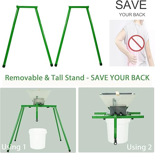 Miniatura 2 de Trituradora de frutas y manzanas con soporte, trituradora manual de 7 litros, trituradora portátil de frutas para prensado de vino y sidra (acero