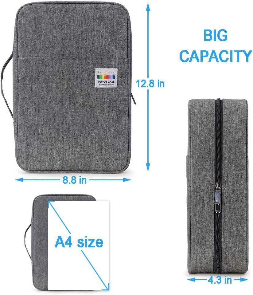 YOUSHARES Big Capacity Colored Pencil Case - 300 Slots large Pen Case Organizer with Multilayer Holder for Prismacolor Colored Pencils & Gel Pen (Grey)