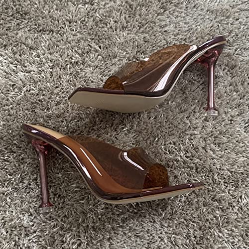 Bopchk PVC Transparent High Heels Woman Shoes Square Peep Toe Slippers Pumps Women Mules Lady Slipper Shoe Slides2