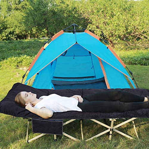 Redcamp Cot Pads For Camping, Soft Comfortable Cotton Sleeping Cot Mattress Pad 75"X29", Black #TOP6