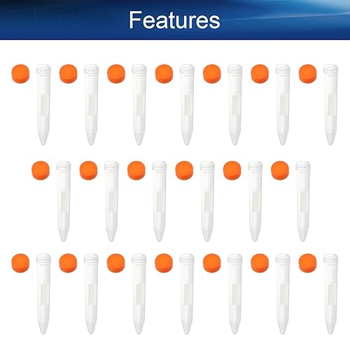 Miniatura 3 de Bettomshin 100 tubos de centrífuga cónicos de 0.3 fl oz, con tapa roscada, mini tubos de ensayo graduados de plástico transparente para