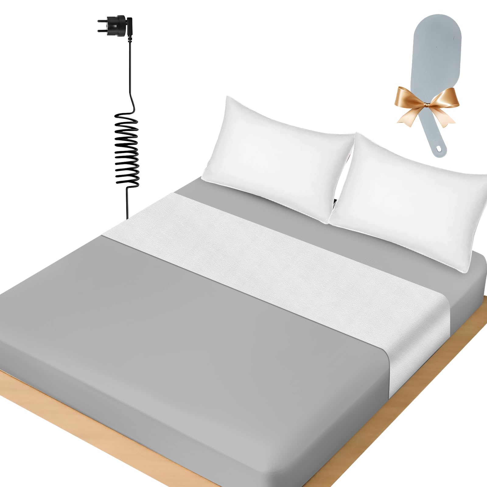 panthem Lenzuolo universale con messa a terra per letto – cotone biologico con fibra argentata per dormire meglio, 265 x 60 cm, con messa a terra (bianco)