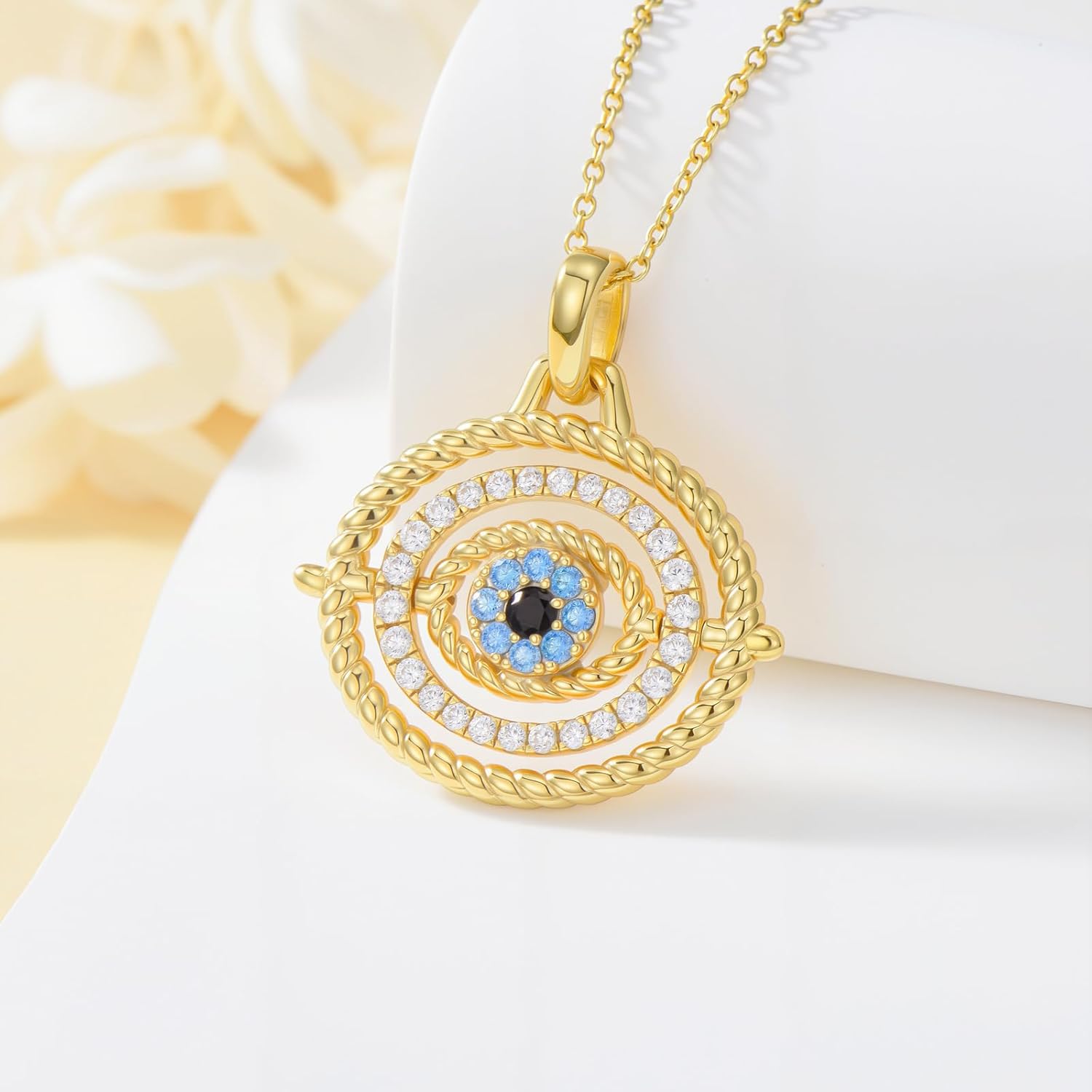 Evil Eye Necklace 925 Sterling Silver Protection Amulet Pendant Eye Necklace for Women Ladies - Image 3