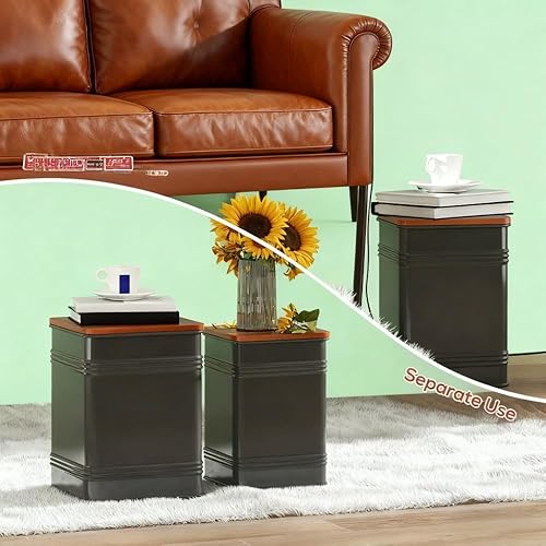 Miniatura 32 de KEVINSPACE Mesa auxiliar redonda pequeña para sala de estar, mesa auxiliar circular de madera, mesita de noche para apartamento, dormitorio, Ø 23.4"