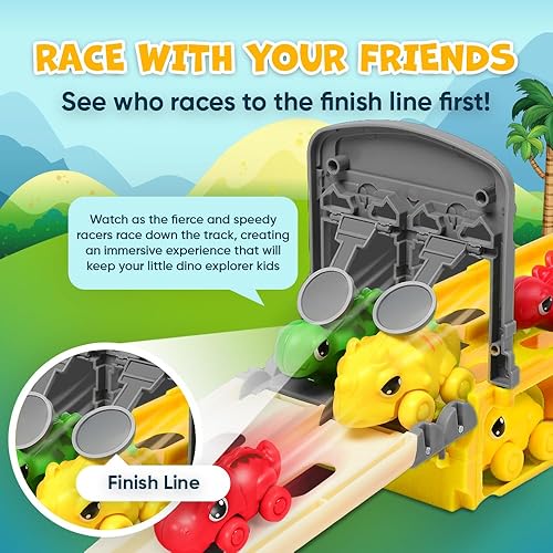 Miniatura 6 de Camión de dinosaurios para niños de 3 a 5 años  Transporte de dinosaurios con pista de carreras plegable y 6 autos de carreras de dinosaurios