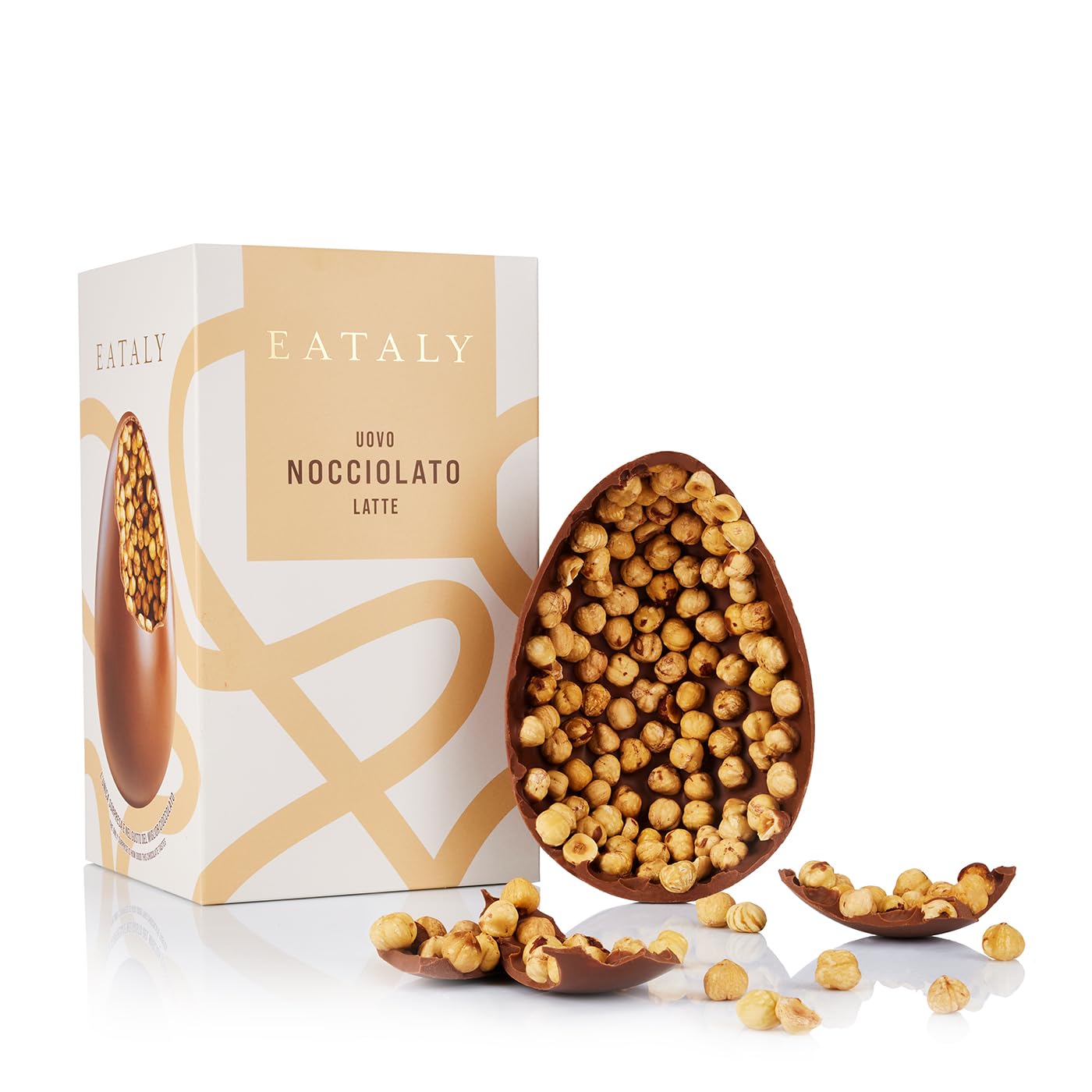 Uovo di Pasqua Cioccolato al Latte con Nocciole 400g Eataly - Bean to Bar, Nocciole Italiane Intere, Elegante Incarto
