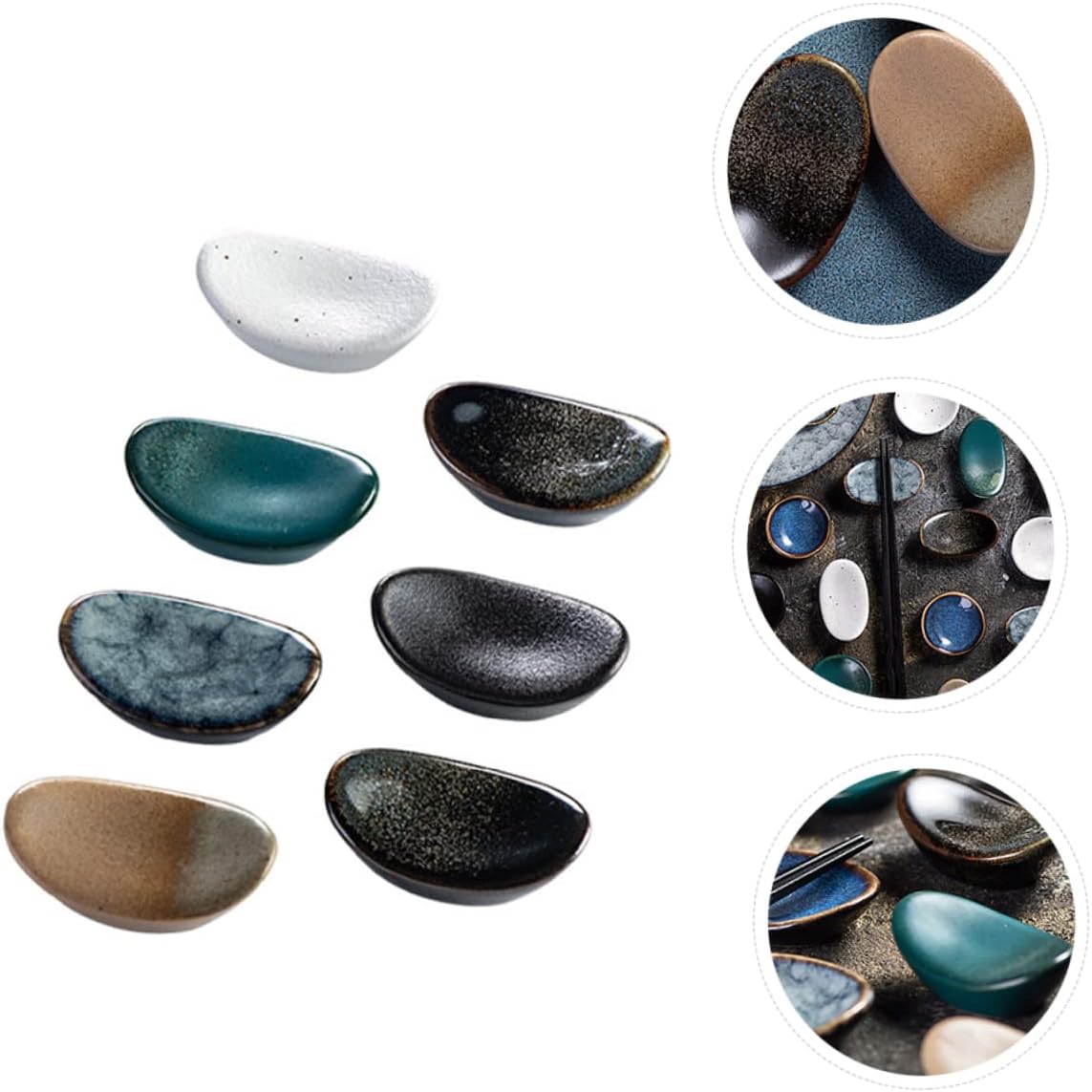 IMIKEYA 70pcs Ceramic Chopsticks Holders Japanese Style Chopstick Rests Porcelain Spoon Fork Racks for Home Dining Decor Random Colors Easy to Clean and Elegant Eating Environment