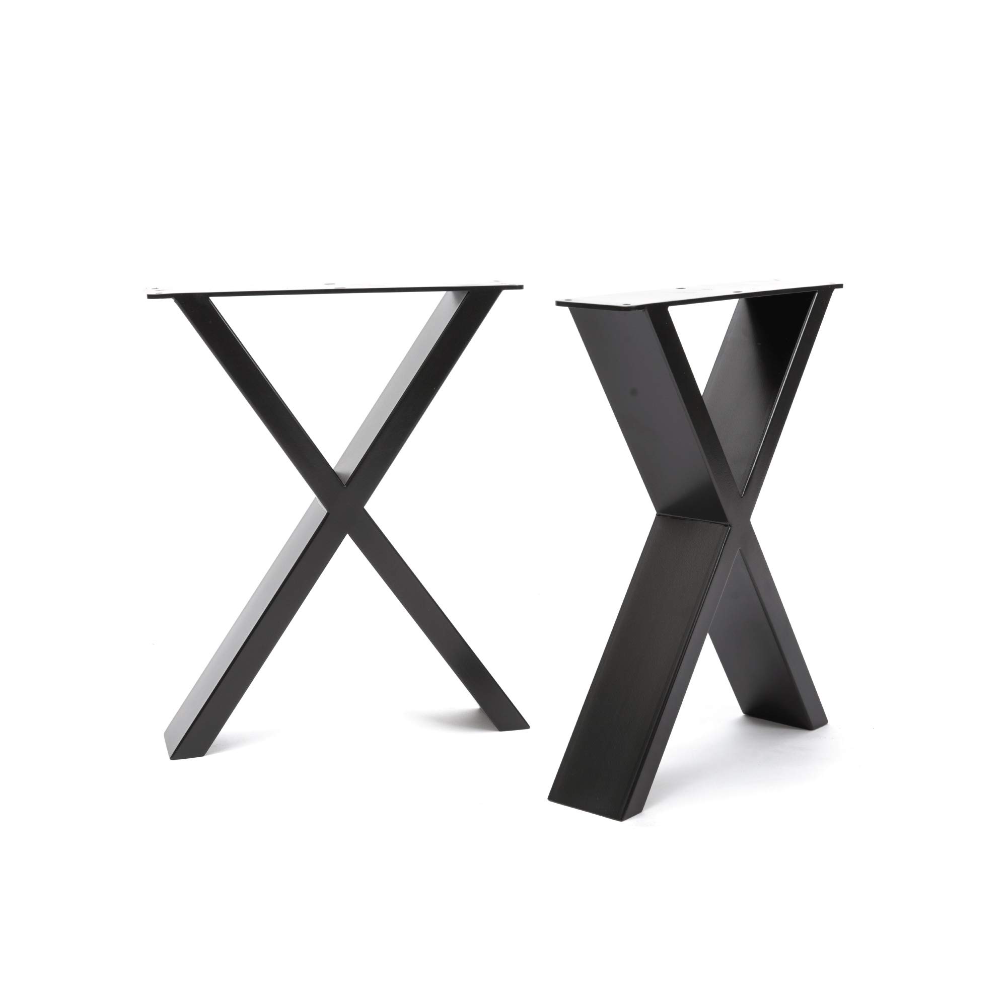 The Hairpin Leg Co. [HLC] 2 x Industrial X-Frame Bench Legs - Surface Conditioned Steel, Precision Laser Cut, TIG Welded with Free Screws, Build Guide and Floor Protectors - 40cm [Bench, Black]