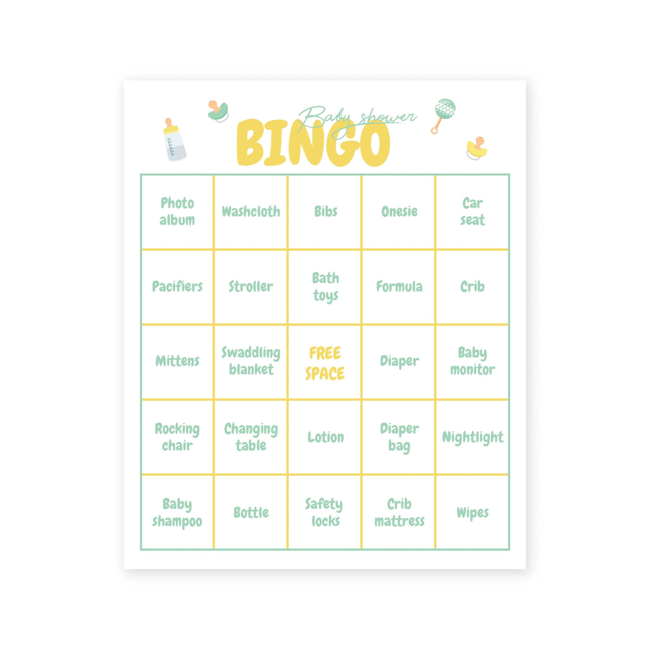 Buy Baby Shower Games Gender Neutral Baby Shower Bingo Game, Baby