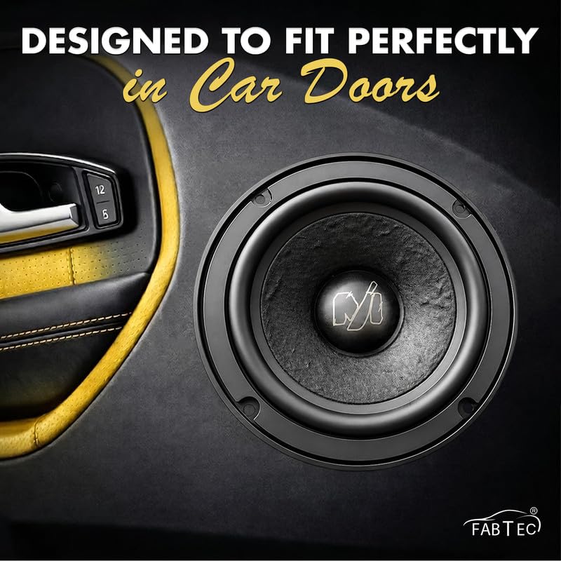 Image of FABTEC 80w RMS /450w Peak Power Mid Range 6.5 Inch 4 Ohm Speaker for Cars, Bookshelf Monitors, Hi-Fi Systems & DIY Projects (Set of 2)