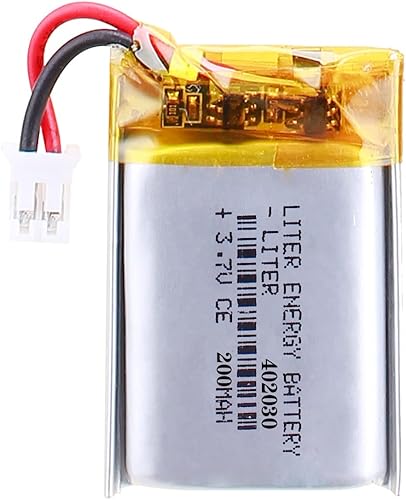 Liter 3.7V 200mAh 402030 Lipo Batería recargable de iones de polímero de litio con conector JST 0.079 in