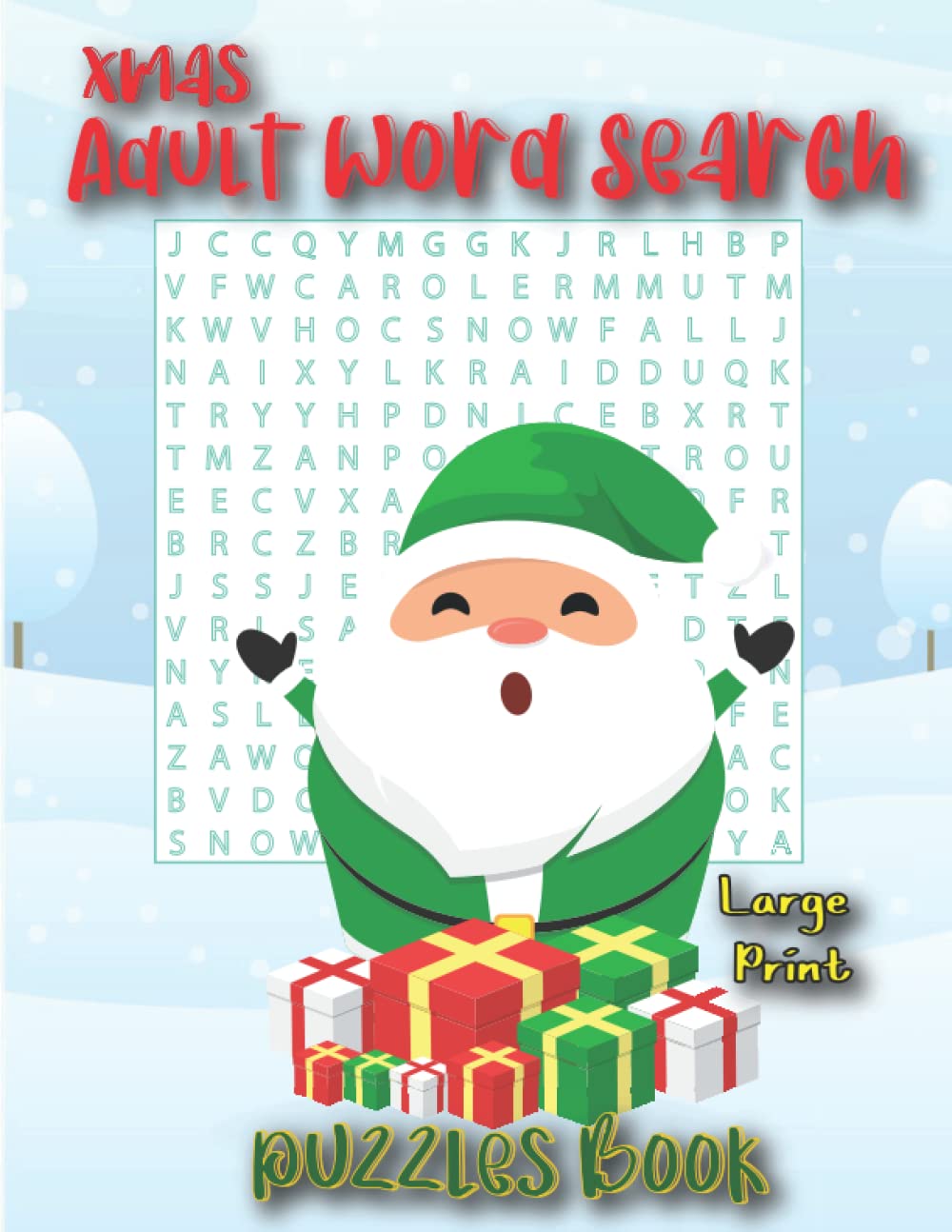 Xmas Adult Word Search Puzzles Book Large Print: 53 Puzzle Jumbo Funny Challenging Wordsearches with Solutions, Large Print Puzzles Books!