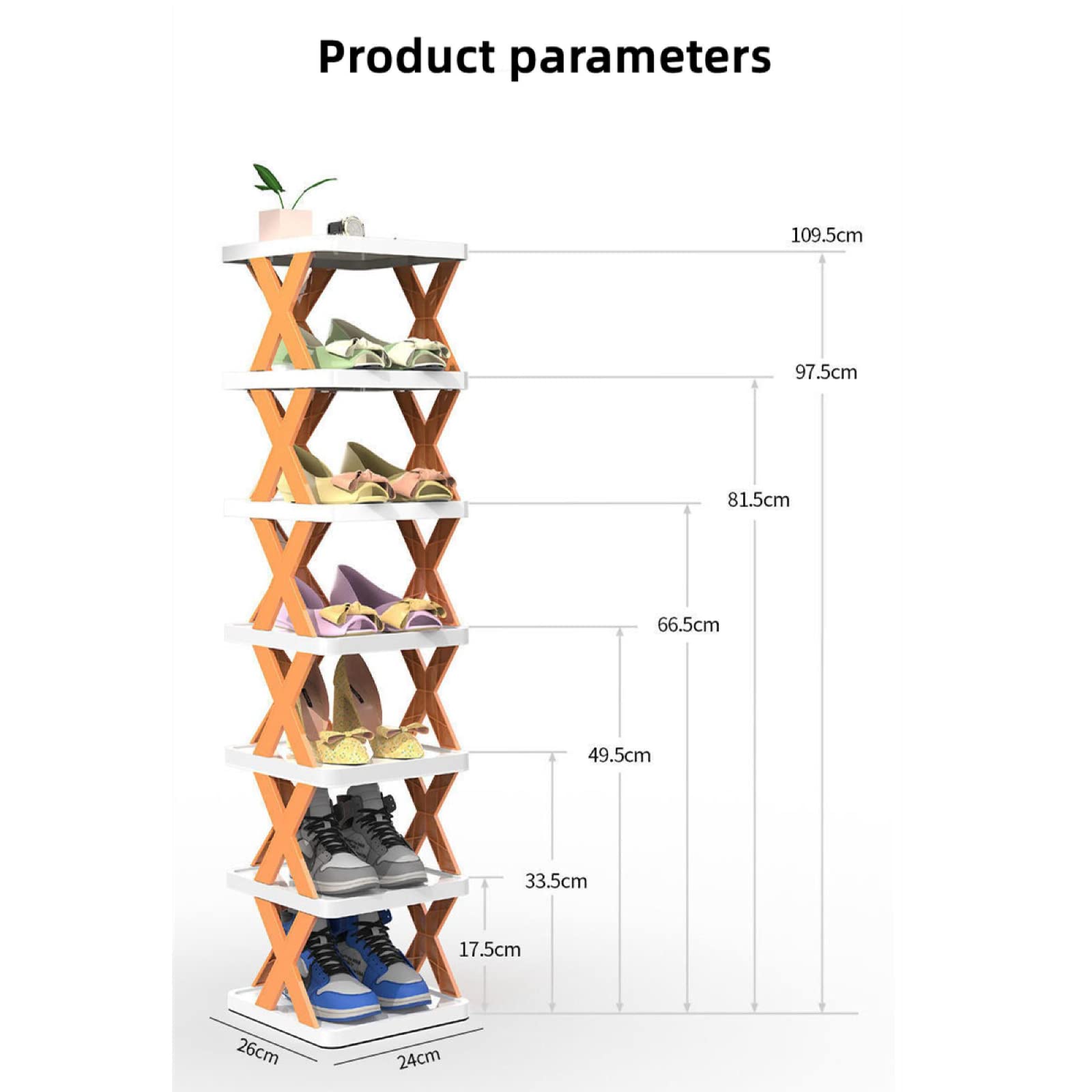 OWKAY Einfaches zusammenklappbares Schuhregal, DIY-Montage, stapelbares Kunststoff-Schuhregal, platzsparend, für Zuhause, Badezimmer, Wohnheim, Schuhschrank, Halter, 4-lagig, Nordicblue