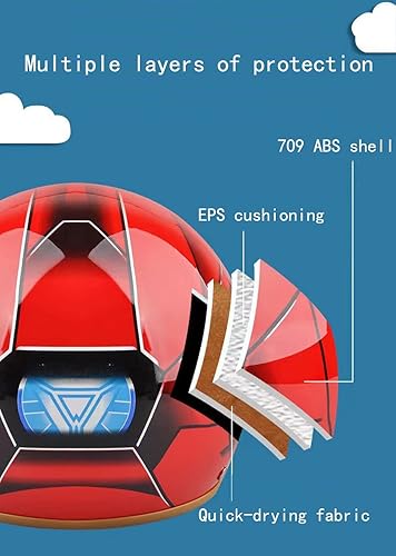 Miniatura 4 de Casco de verano para niños de 4 a 12 años de edad, medio casco retro de Go-Kart Jet, casco de crucero, ciclomotor para personalidad juvenil, cara