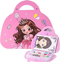 Maleta de Atividades Infantil Princesas – Pintar, Decorar e Brincar com Adesivos e Pedrinhas | Brinquedo Educativo e Criativo para Meninas | Presente para Crianças e Natal