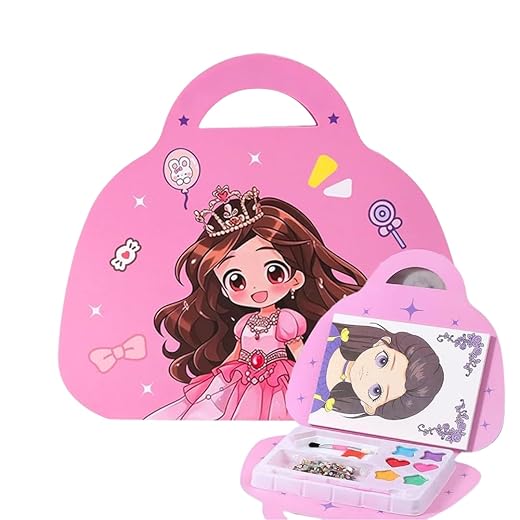 Maleta de Atividades Infantil Princesas – Pintar, Decorar e Brincar com Adesivos e Pedrinhas | Brinquedo Educativo e Criativo para Meninas | Presente para Crianças e Natal