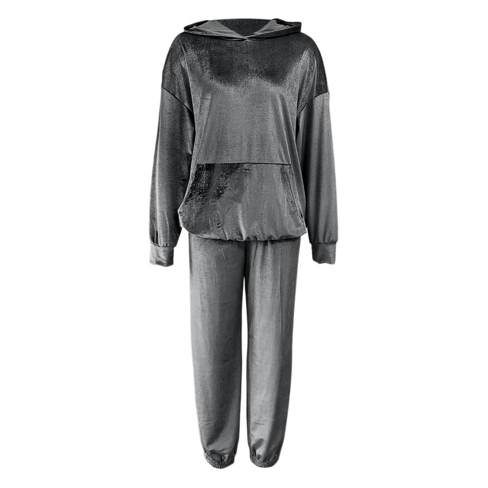 Generisch Tuta da jogging da donna, oversize, in due pezzi, morbida, comoda, casual, per l'autunno, set sportivo