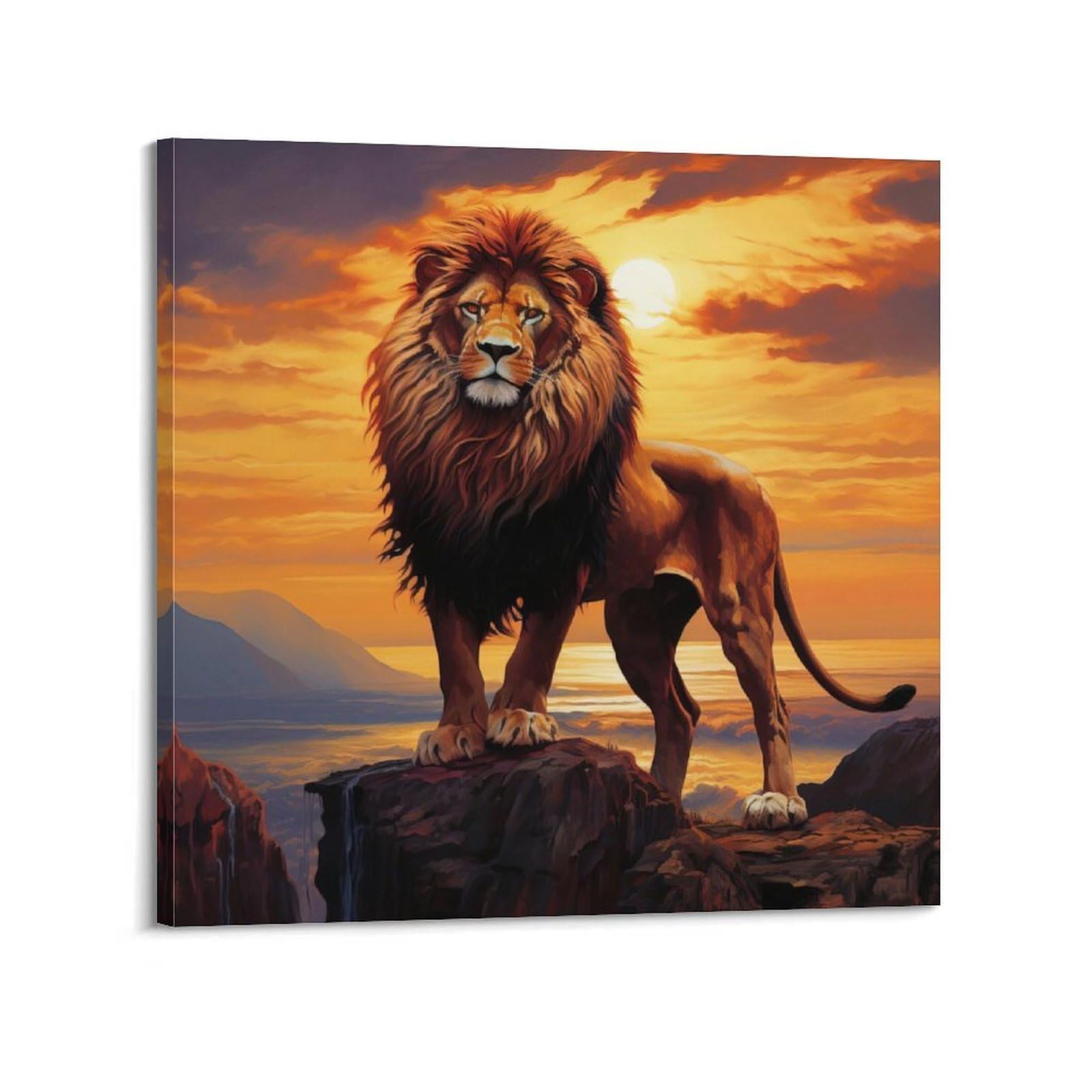JTLFXY Animal Artwork Poster The Lion's Gaze Poster Decorative Painting Canvas Wall Posters And Art Picture Print Modern Family Bedroom Decor Posters 24x24inch(60x60cm)