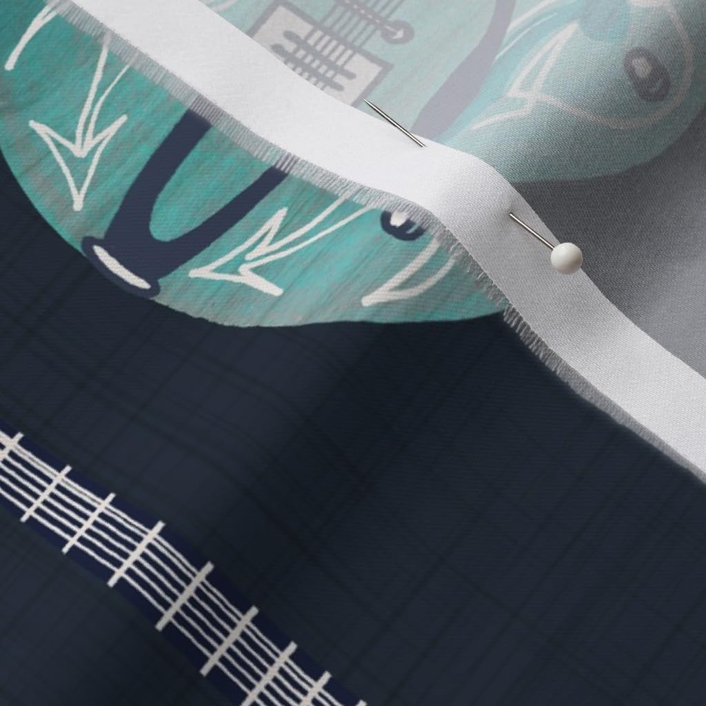 Spoonflower Fabric - Guitar Rock Retro Vintage Music Instrument Musical Talent Little Printed on Organic Cotton Sateen Fabric by The Yard - Sewing Quilting Apparel Home Decor
