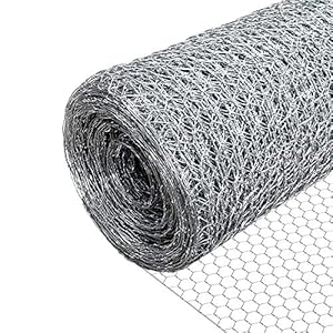 VOUNOT Kippengaas van verzinkt staal, 1 x 25 m, maaswijdte 25 mm, zeshoekig, drievoudig gedraaid, robuuste omheining voor kippenhok, tuin, hekken, waterdicht