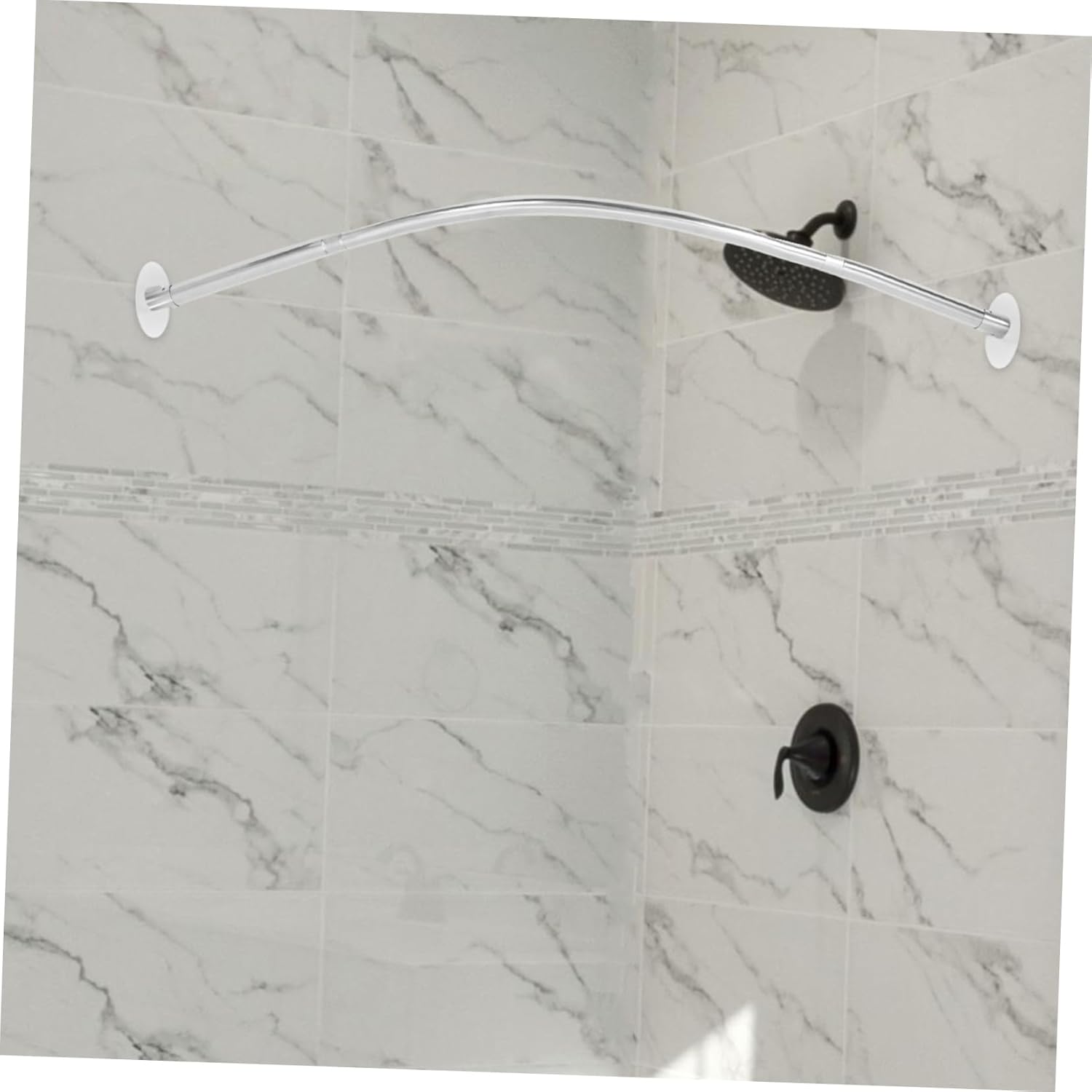 Tension Curved Shower Curtain Rod Adjustable Expandable Telescoping Rod for Bathroom Heavy Duty Tension Rod for Clothes Shower Curtains and More No Drilling Required Fits