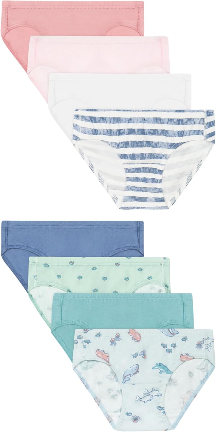 Hanes girls Organic Underwear, Brief & Hipster, Toddler & Girl Sizes, Pure Comfort Organic 100% Cotton Panties, 8-pack - Image 3